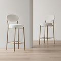 Desmond Velvet Counter Stools with Backrest, Creamy White, 29 in, Set of 2