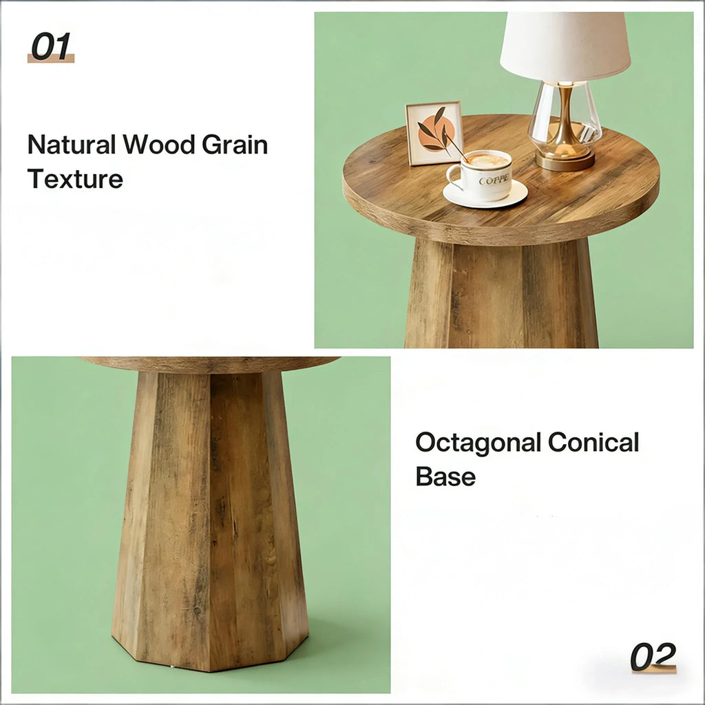 Wooden Coffee Table,Small End Table,Side Table,Round Reading Table - Eloy Royal