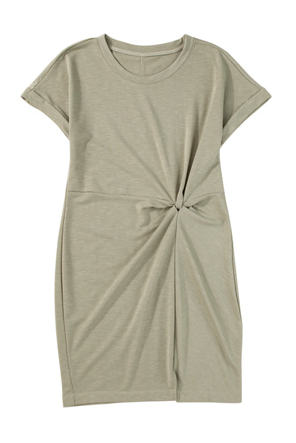 Laurel Green Folded Sleeve Twisted Mini T-Shirt Dress - Eloy Royal