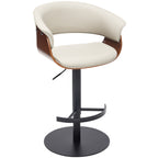 Faux Leather Wooden Adjustable Bar Stools, 360 Degree Swivel Bar Chair with Backs,Bar height Couner Height Barstools for Home Kitchen Dining Room and Bar Room(Grey 1pc)