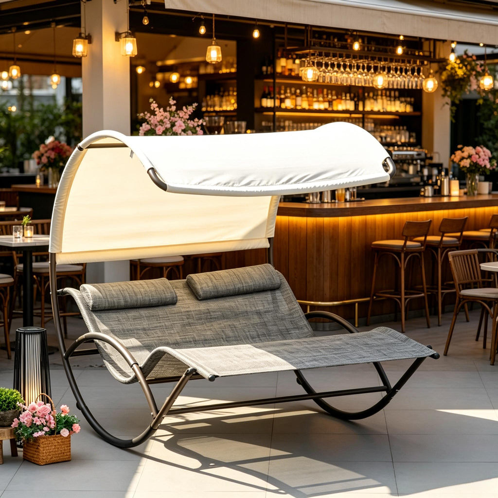 Rocking Day Bed,Day Bed Sun Lounger,Garden Chaise Rocking Chair,Outdoor Rocking Chair