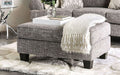 Transitional Style Upholstery Ottoman Gray Finish Conversational Design Box Cushion Tapered Legs
