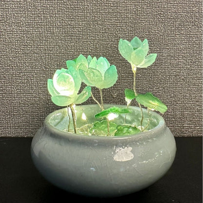 Glass Lotus Small Night Lamp Diy Lotus Ornaments - Eloy Royal