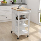 Kitchen island rolling trolley cart with Adjustable Shelves and towel rack rubber wood table top - Eloy Royal