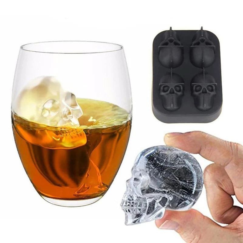 Creative DIY Three-dimensional 4-piece Silicone Skull Ice Cube Mold - Eloy Royal