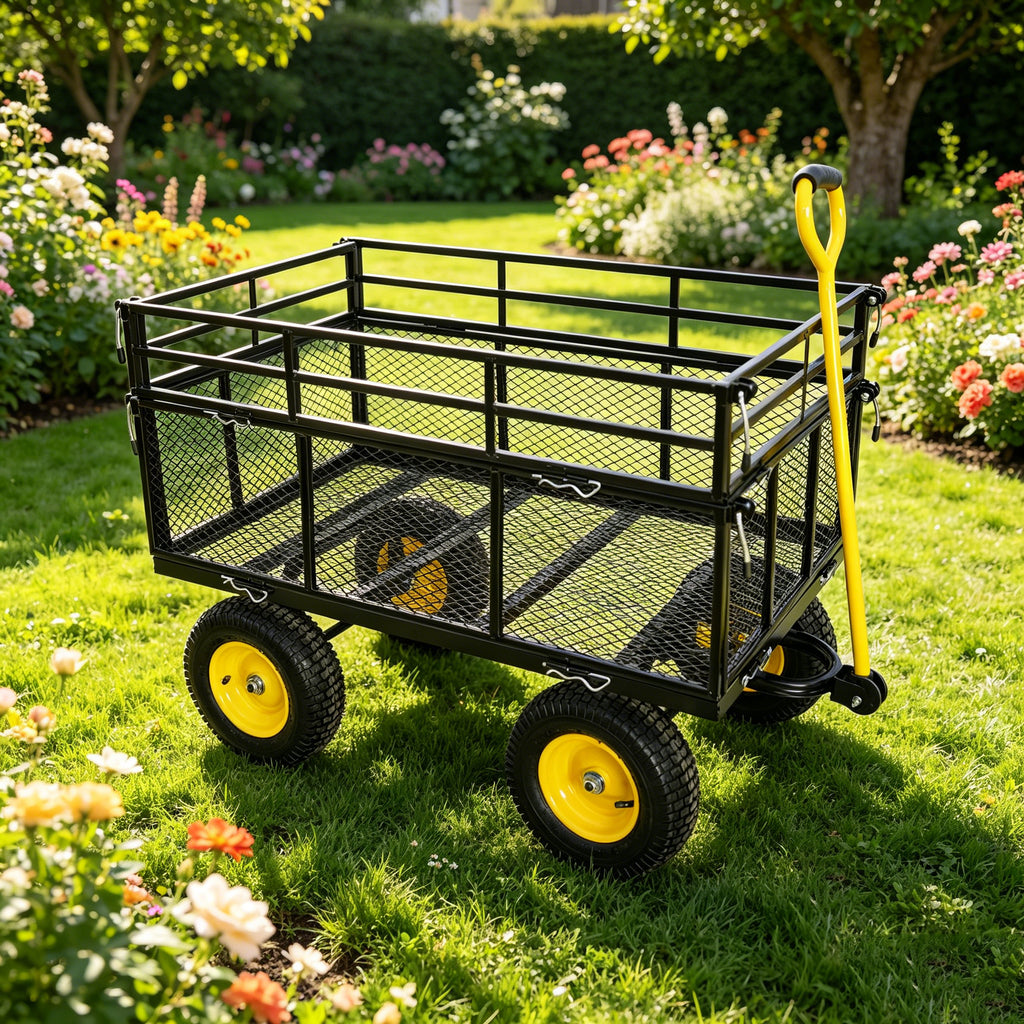 Wagon Cart Garden cart trucks make it easier to transport firewood Yellow+Black