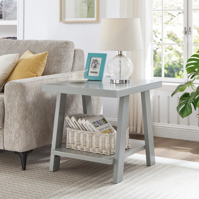 Athens Contemporary Wood Shelf End Table, Gray