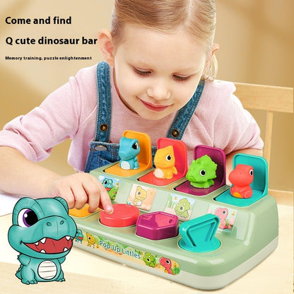 Children's Peekaboo Early Childhood Education Press Exercise Finger Puzzle Dinosaur Storage Box Toy