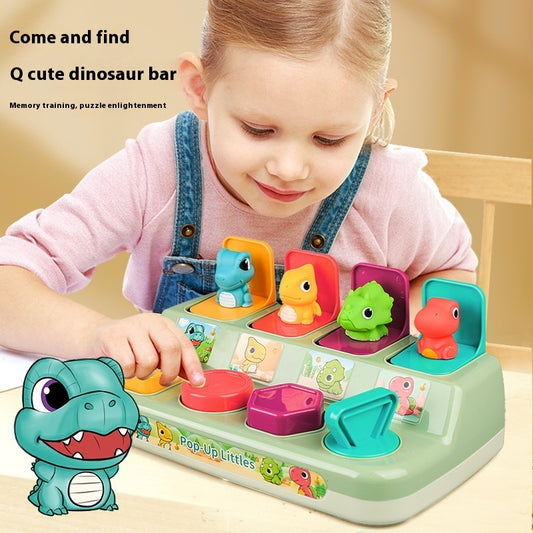 Children's Peekaboo Early Childhood Education Press Exercise Finger Puzzle Dinosaur Storage Box Toy