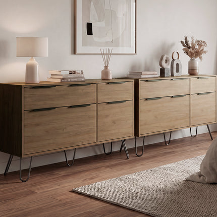 Taylors Set of 2 Modern 4-Drawer Dressers with Metal Legs for Bedroom Storage