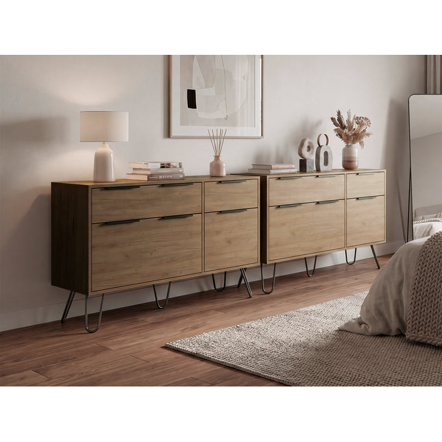 Taylors Set of 2 Modern 4-Drawer Dressers with Metal Legs for Bedroom Storage