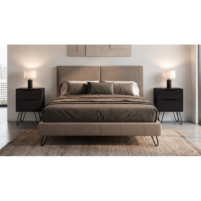 Seneca Set of 2 Modern Nightstands with 2 Drawers – Functional and Stylish Bedroom Furniture, Wenge