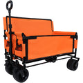 3-in-1 Convertible Folding Wagon Cart with Bench Seat & Storage - 500lbs Heavy-Duty Utility Wagon, 180L Capacity All-Terrain Wheels for Camping, Beach, Sports, Garden, orange