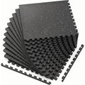 0.6 Inch Thick Gym Floor Mats, 12 Tiles Rubber Top with EVA Foam, 24' x 24' Gym Flooring Workout Mats with 48sq.ft Coverage, Interlocking Puzzle Gym Mats for Gym, Home, Garage, Black & White