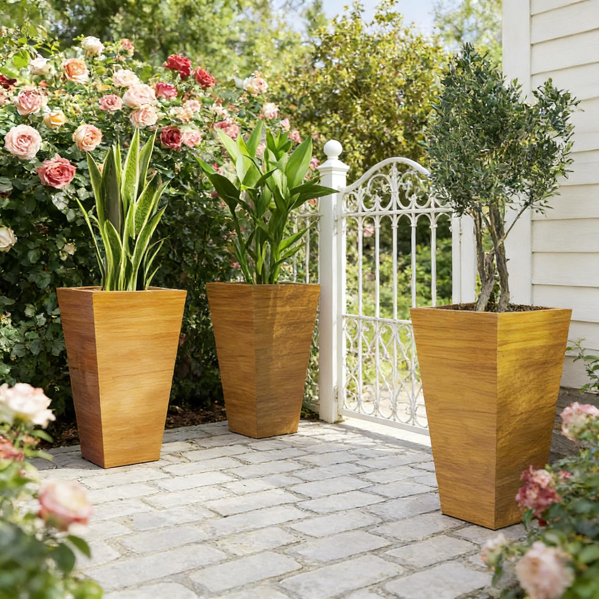 Classic Planter,Outdoor Planter,Set of 3 Tall Planters