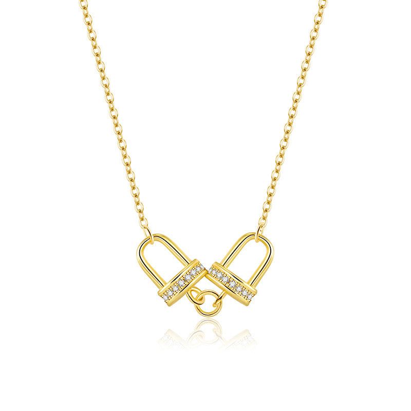 Diamond-embedded Cross-loop Necklace