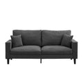 Modern Upholstered 74' High Resilience Three Seater Sofa, Dark Gray Corduroy with Wooden Frame - Eloy Royal
