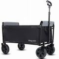 All-in-One Convertible Folding 4-Wheel Trolley with Bench Seat and Dog Leash - Heavy Duty Foldable Utility Trolley for Camping, Beach, Shopping - Versatile Seating and Storage Space, Black/Gray