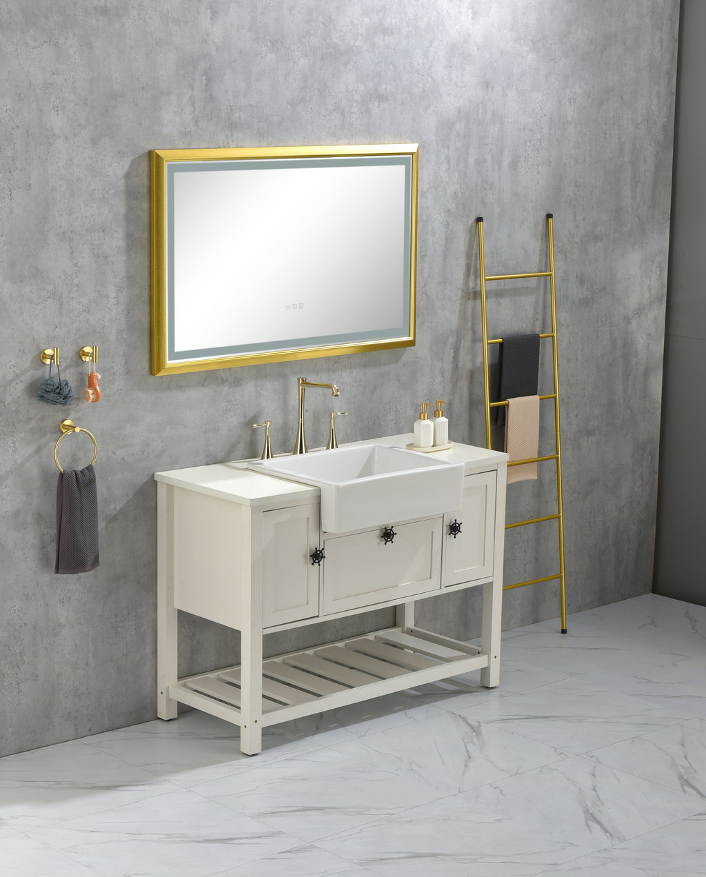 42 in. W x24 in. H Rectangular Framed LED Mirror Anti-Fog Dimmable Wall Mount Bathroom Vanity Mirror