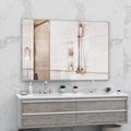 60'x40' Oversized Modern Rectangle Bathroom Mirror with Silver Frame Decorative Large Wall Mirrors for Bathroom Living Room Bedroom Vertical or Horizontal Wall Mounted mirror with Aluminum Frame
