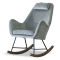 Chelsea Grey Velvet Rocking Chair, Comfort and Style for Home, Light Gray, Velvet, 38.5'H x 27.5'W x 36'D for Living Room Bedroom Waiting Room