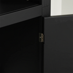 78.75''H 4-Tier Display Shelf, with 5-Colors Dimmable Ceiling Light, Freestanding Farmhouse Bookcases with Storage & Doors, Bookshelf with Adjustable Glass Shelves for Home & Office - Black - Eloy Royal