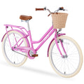 24 Inch Girls Bike, Steel Frame, Multiple Colors, with Front Basket & Rear Rack and Fenders