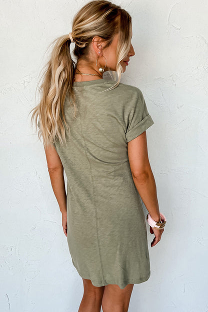 Laurel Green Folded Sleeve Twisted Mini T-Shirt Dress - Eloy Royal