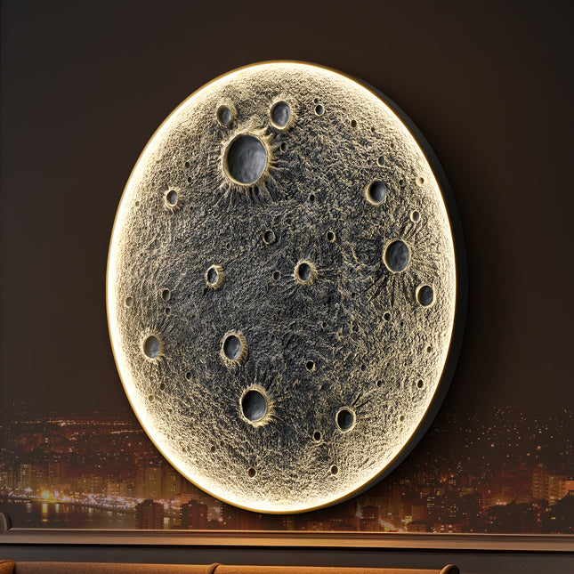 48-Inch Realistic Resin Moon Wall Light – Plug-In Dimmable LED Moon Sconce