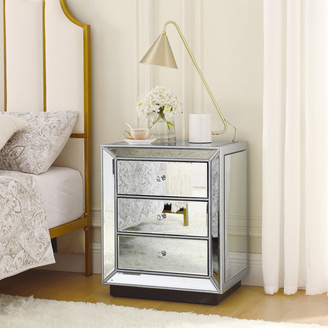 Three drawer cabinet with bead mirror finish