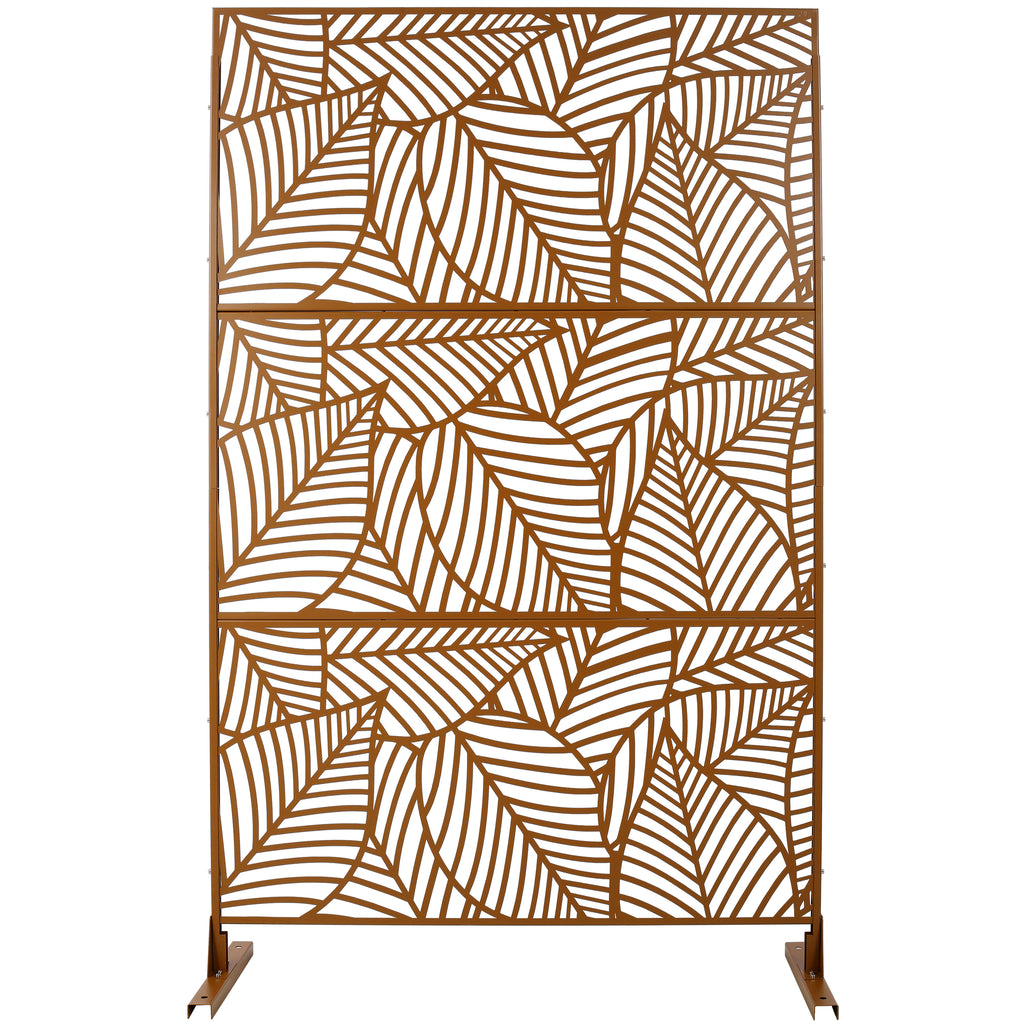 Outdoor & Indoor Privacy Screen Metal Privacy Screen 76' H×48' W, Freestanding Decorative Privacy Screen for Deck Balcony Patio, Privacy Fence Panels for Outside Lawn Garden PS111 BROWN