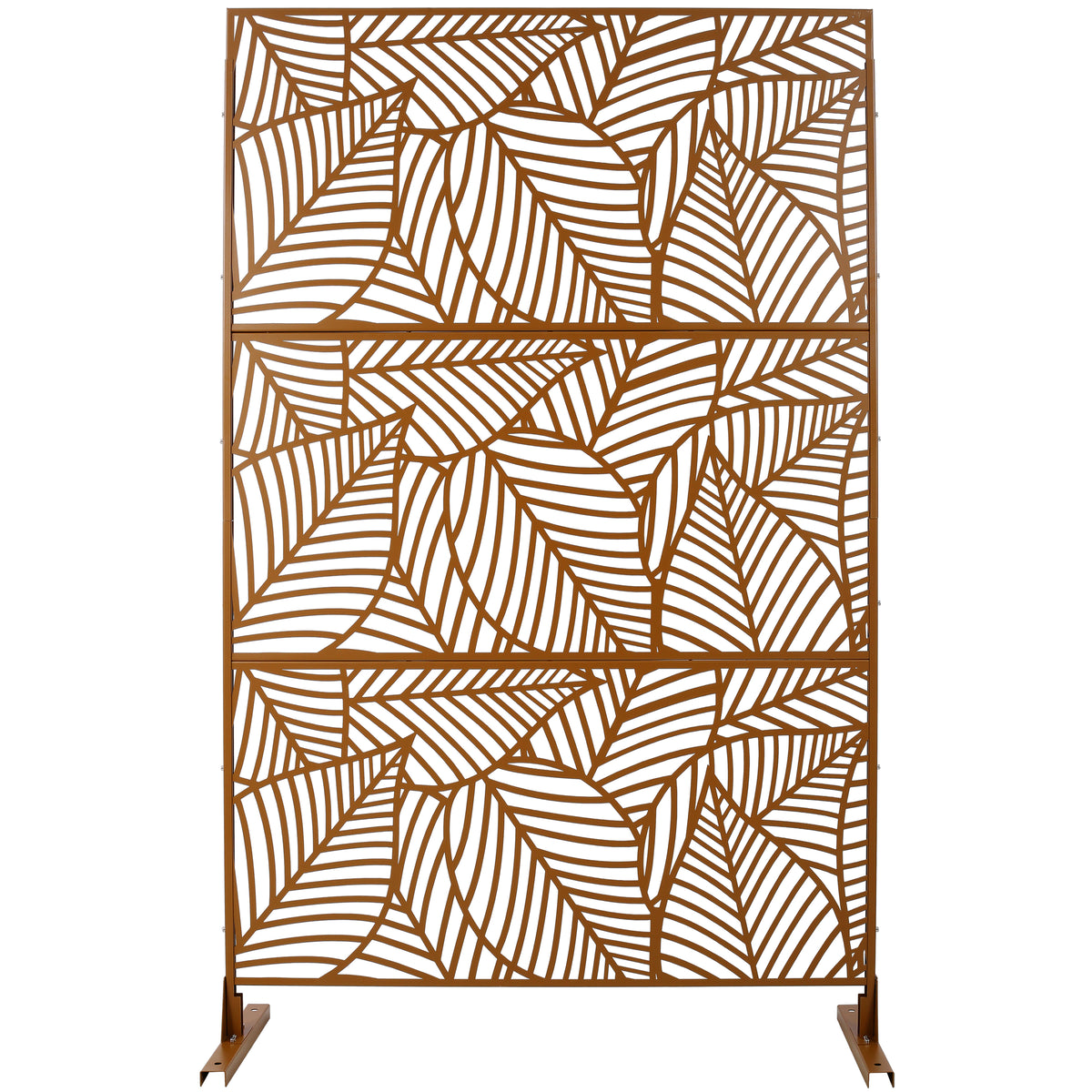 Outdoor & Indoor Privacy Screen Metal Privacy Screen 76' H×48' W, Freestanding Decorative Privacy Screen for Deck Balcony Patio, Privacy Fence Panels for Outside Lawn Garden PS111 BROWN