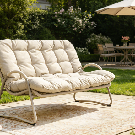 Premium Outdoor PE Rattan Double Chair with Metal Frame – Ultimate Comfort & Durability for Your Patio