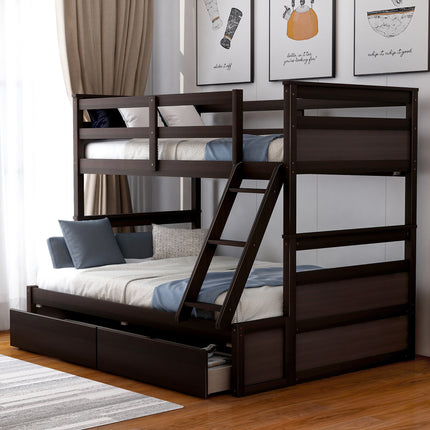 Twin over Full Bunk Bed with Storage - Espresso(OLD SKU :LT000022AAP)