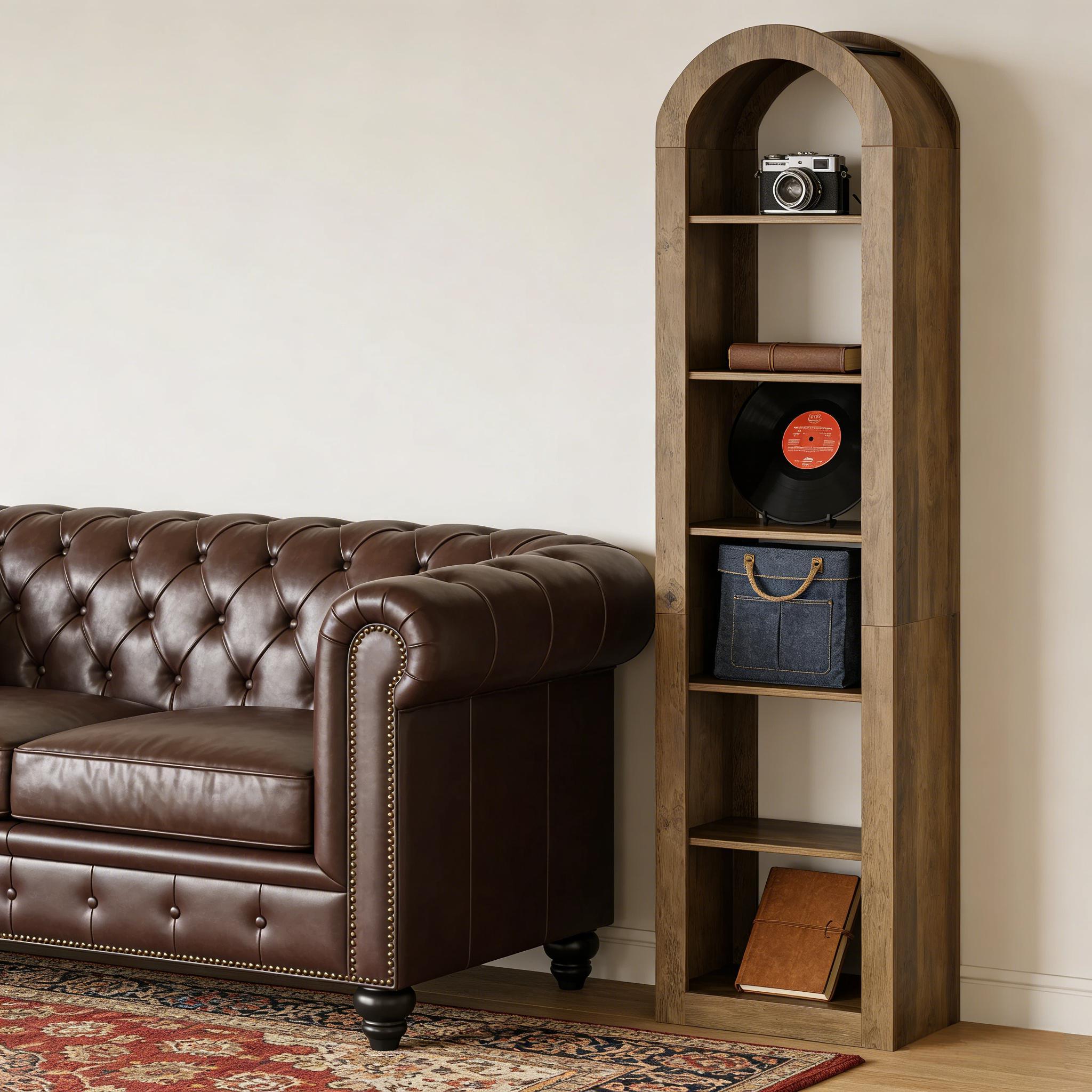 Open Bookcase,Arched Display Shelf