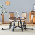 Table and chair set.42 Inch Diameter Modern minimalist round dining table.Paried With 4 Brown technology fabric chairs with arched black legs. Suitable for kitchen,Dining room,etc.