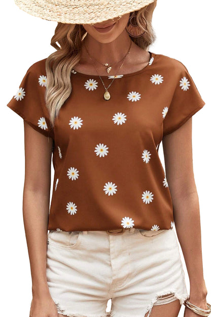 Chestnut Summer Daisy Print Batwing Sleeve Blouse - Eloy Royal