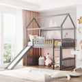 Twin Loft Bed with Slide, House Bed with Slide,Gray(OLD SKU :LT000212AAE)