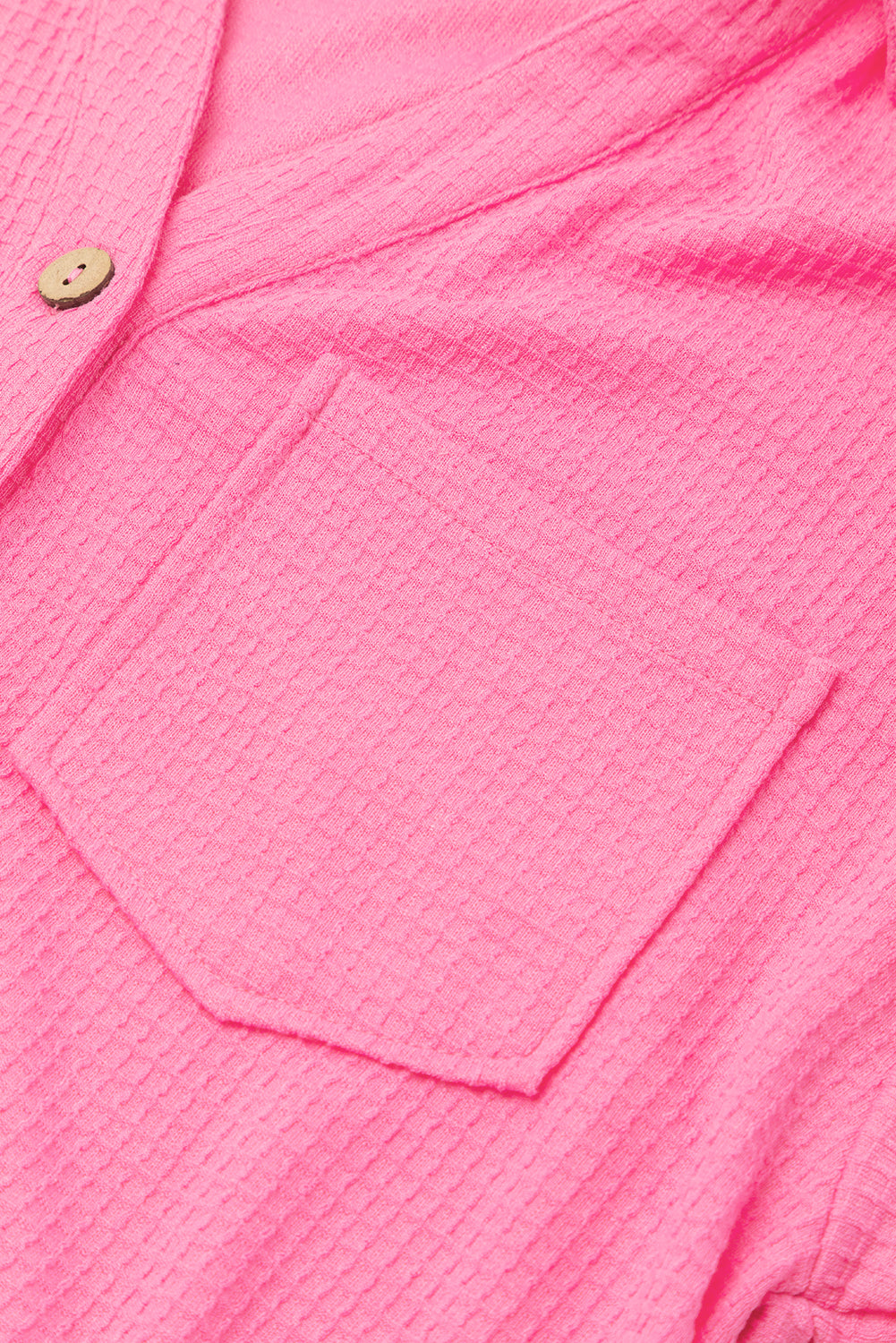 Bright Pink Textured Chest Pocket Half Sleeve Shirt Shorts Set - Eloy Royal