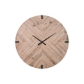 Contemporary Wall Clock, 30' Round, Large Oversized, Brown Wood-Look Finish, Modern Plastic Design