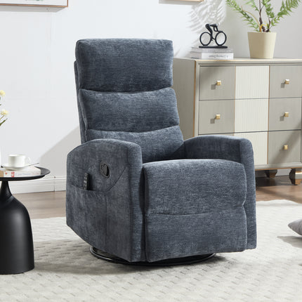 Heat Massage Manual Recliner Chair with Rocker and Swivel in Fabric with