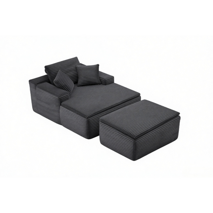 47'Extra-Large Corduroy Recliner Sofa, Upholstered Sofa Bed with Seat Cushion & Ottoman for Living Room