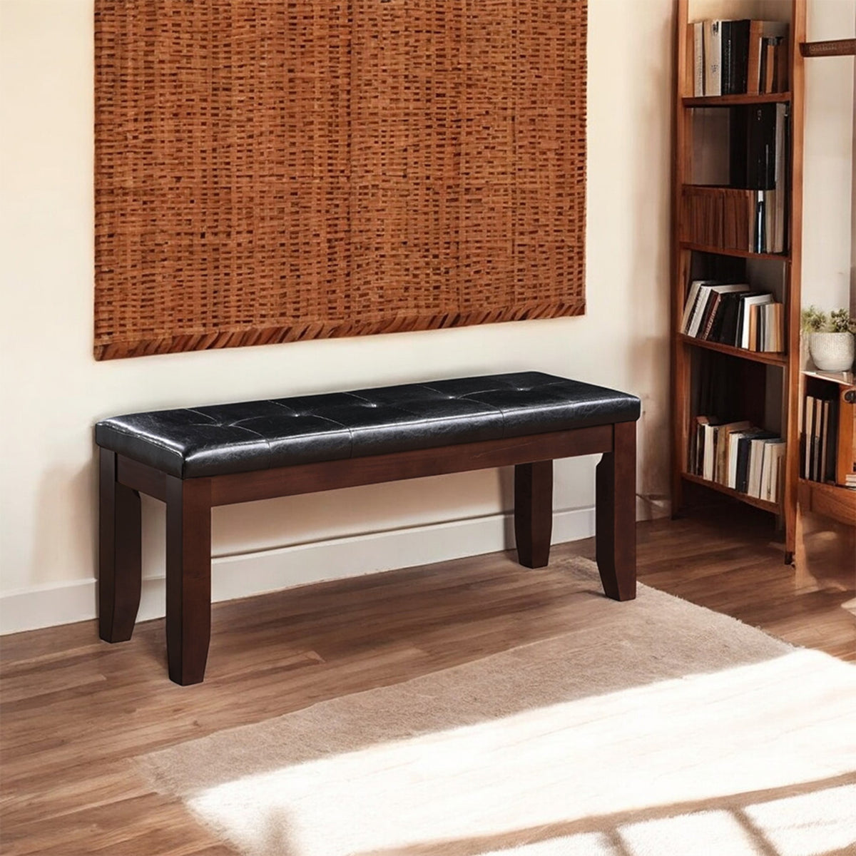 Kingsford Black and Cherry Bench with Tufted
