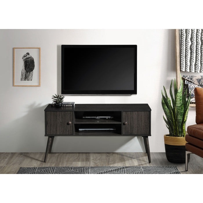 Mid Century 47 in TV Stand Media Console Upto 50 to 55 in TVs, 2 Shelves and 2 Cabinet Storage Entertainment Unit, Dark Espresso
