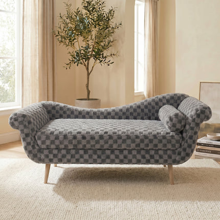 Classic diamond pattern fabric paired with elegant scroll arms, delivering great comfort and timeless style.