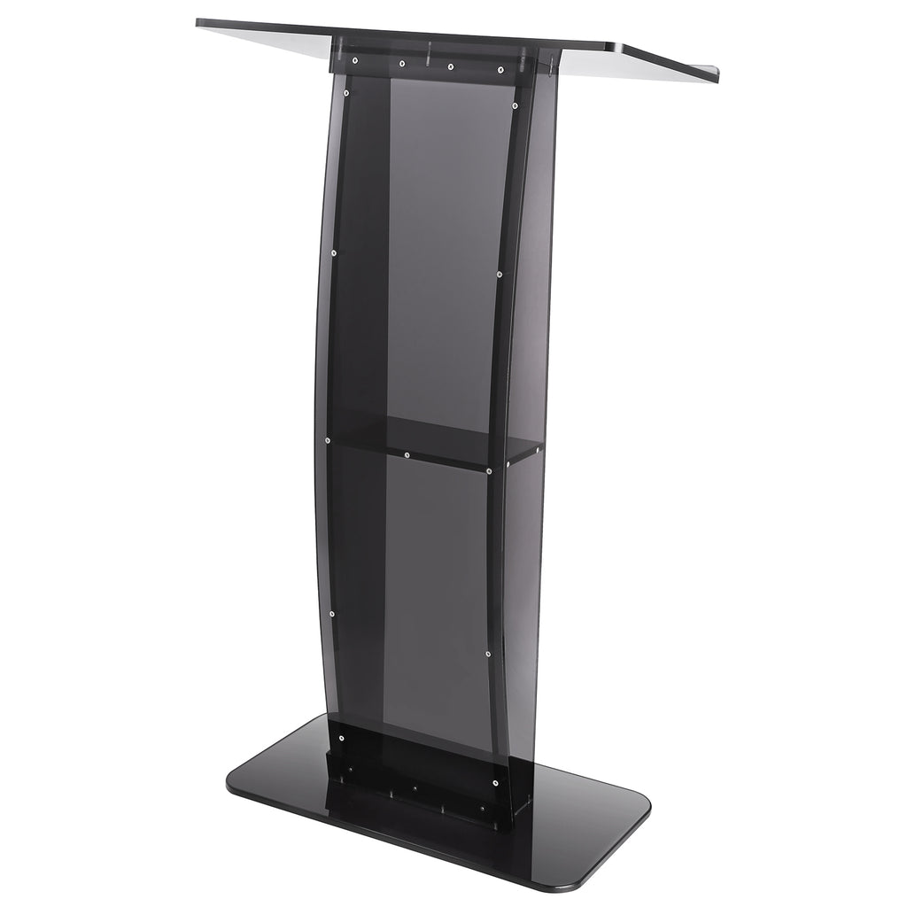 Acrylic Podium, 47' Acrylic Podium Stand with Wide Reading Surface & Storage Shelf, Floor-standing Clear Pulpits Acrylic for Church Office School, Black