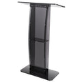 Acrylic Podium, 47' Acrylic Podium Stand with Wide Reading Surface & Storage Shelf, Floor-standing Clear Pulpits Acrylic for Church Office School, Black