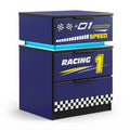 Kids Racing Car 3-Drawer Nightstand with Smart RGB LED Light, App/Remote/Music Sync Bedside Storage Cabinet, Fully KD