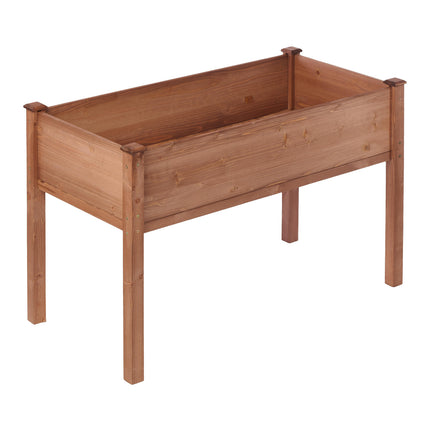 Elevated Wooden Raised Garden Bed 48x24x30 inch for Outdoor Plants Flowers Fruits Vegetables Herbs Brown Solid Wood