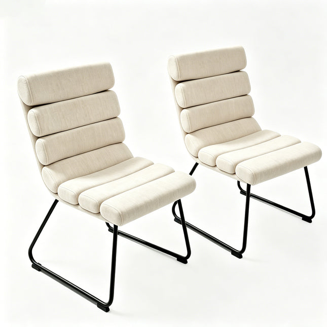 Modern 2-piece dining chair set, soft cushion dining chairs, comfortable backrest chairs, kitchen/living room/home office chairs, beige